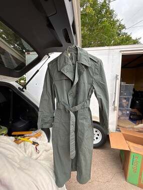 K: Vintage Vietnam Raincoat 38L Quarpel Army Green Olive 274 TrenchCoat 1